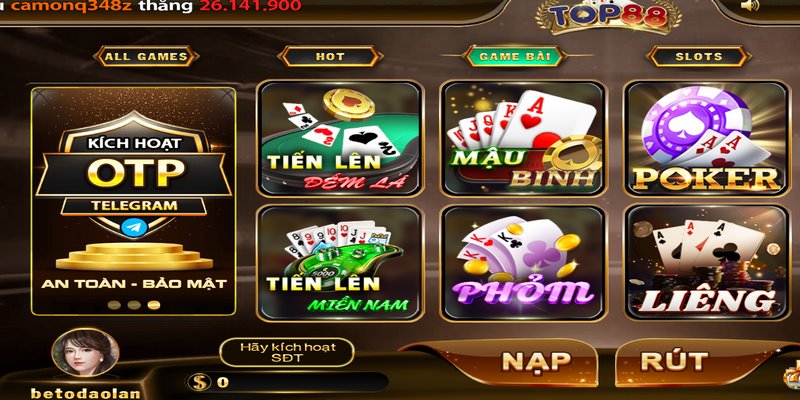 Sân chơi nổi bật với bộ sưu tập game bài phong phú